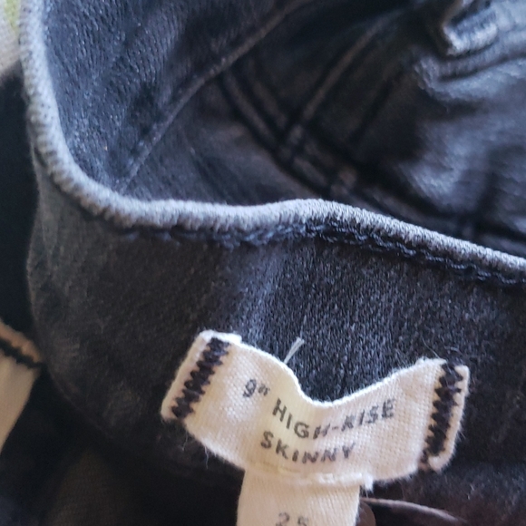 Madewell 9" high rise skinny black fade wash distress knee women's jeans size 25 - Picture 8 of 9